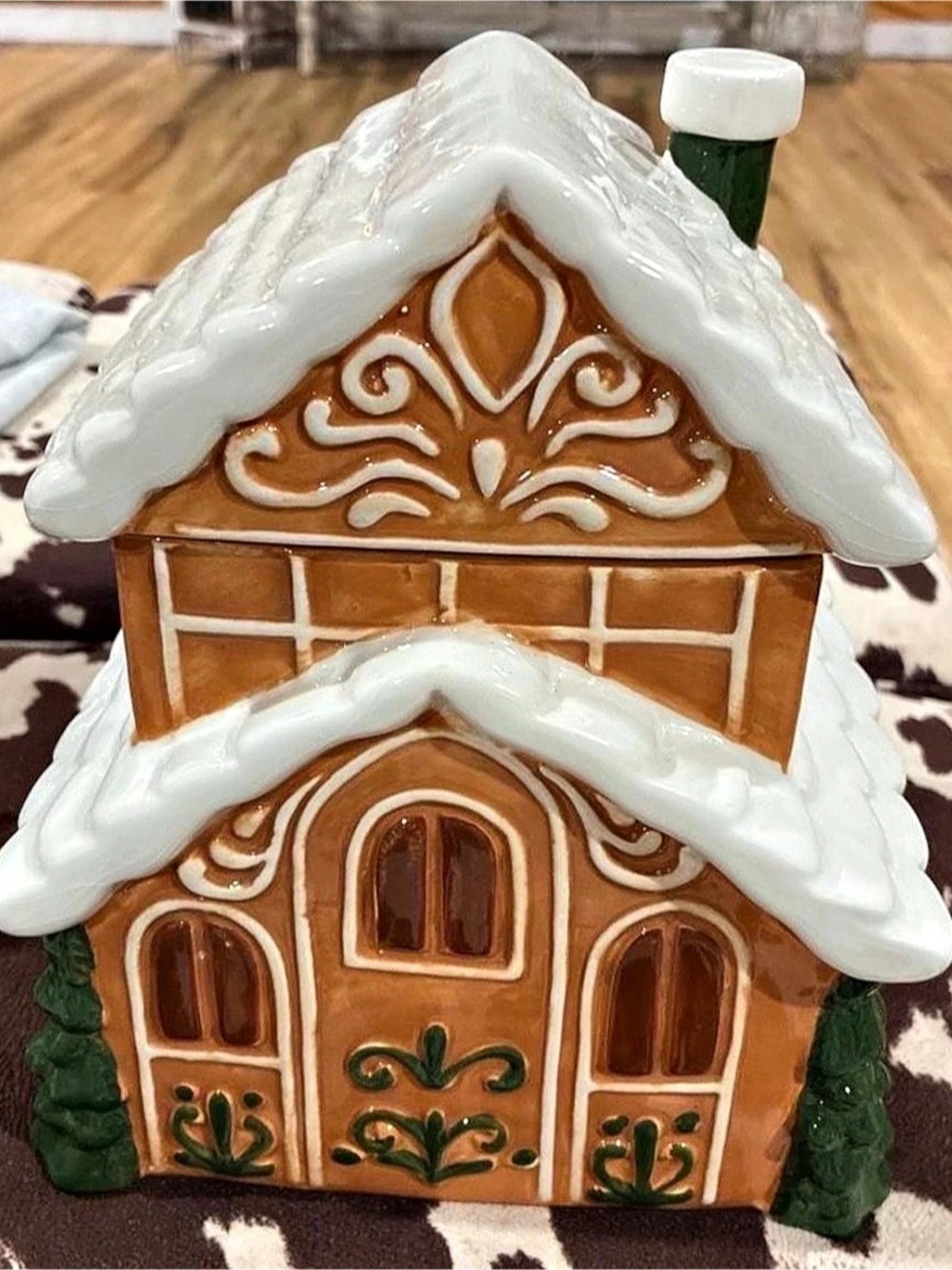 Peppermint & Pine Gingerbread House Ceramic Cookie Jar